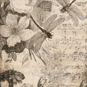 Roycycled Decoupage Tissue Paper- Musical Dragonflies