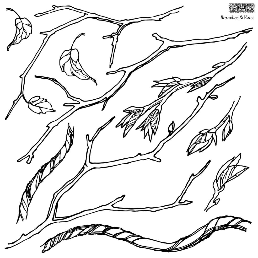 Branches and Vines 12×12 IOD Stamp™