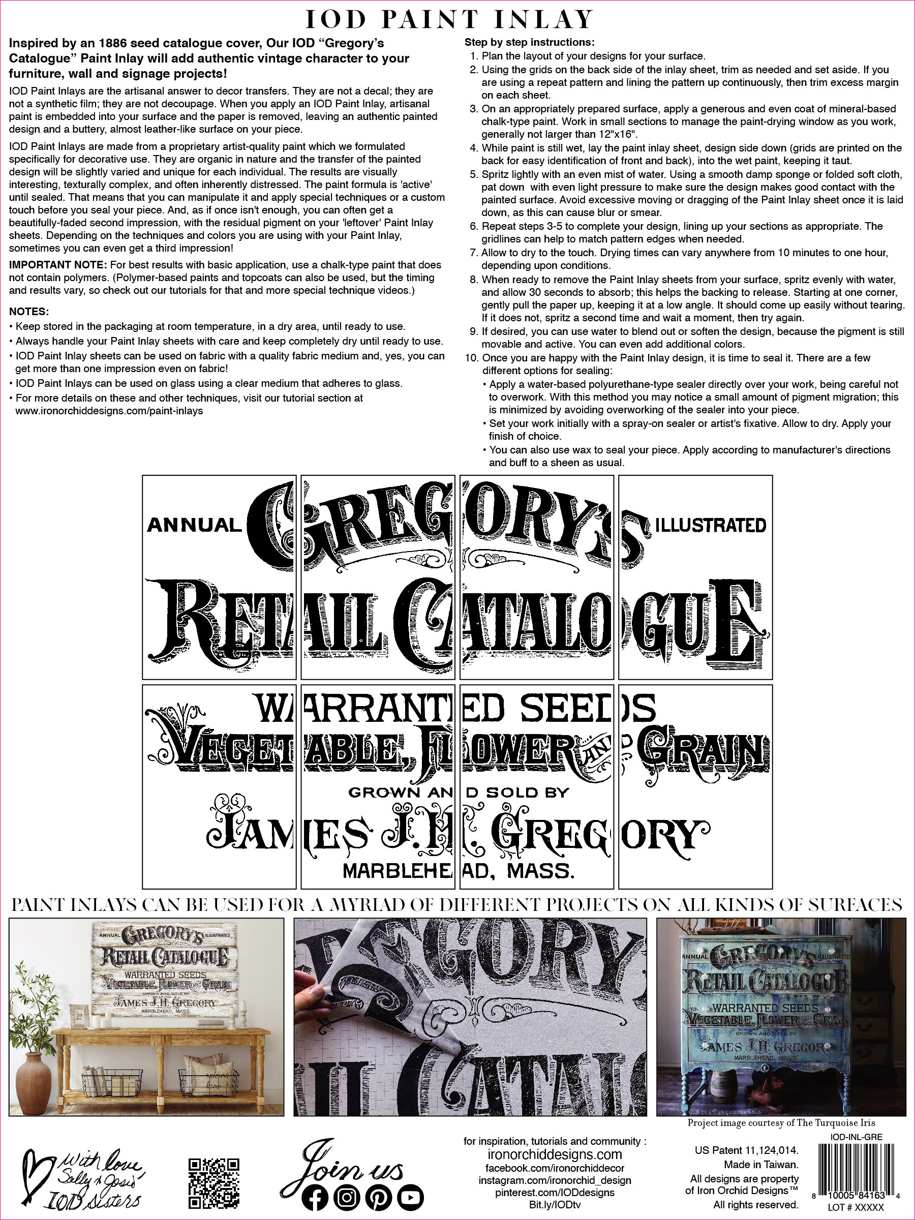 Gregory's Catalogue IOD Paint Inlay 12 x 16 Pad