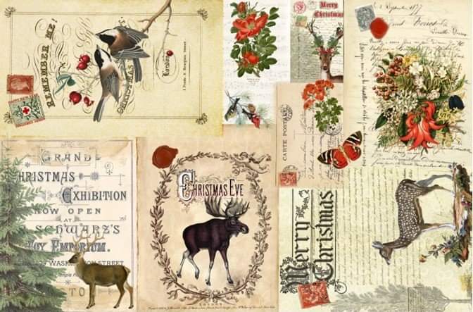 Christmas Masterboard Roycycled Decoupage Tissue Paper